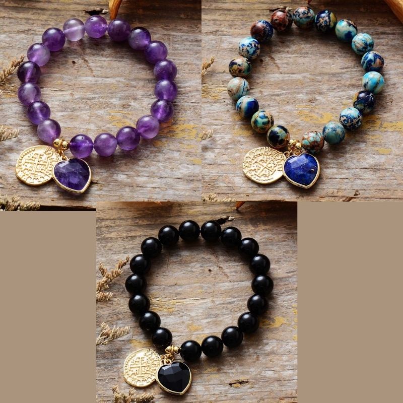 Purple Crystal Bracelets, Handmade String Knot Bracelet - CozyLadyWear